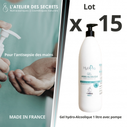 Lot de 15 Gels Hydro-alcooliques 1 litre en flacon avec...